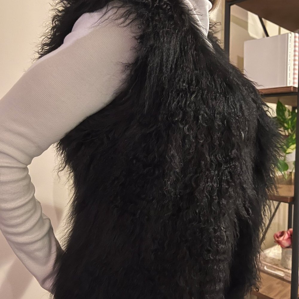 BEBE Mongolian 100% Natural Lamb Fur Vest